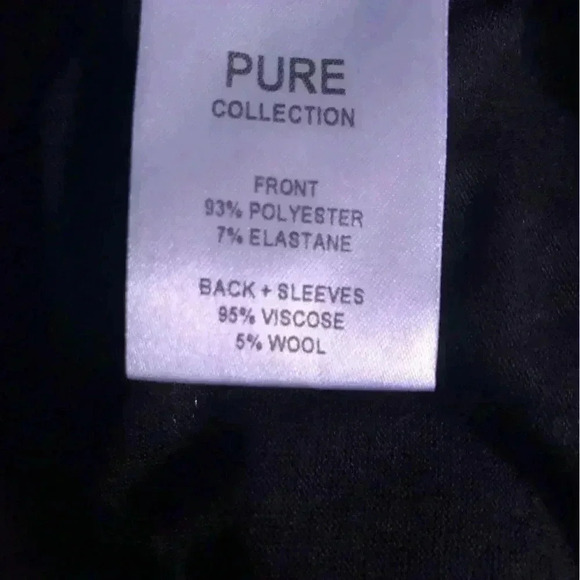Pure Collection Ladies Soft Black Velveteen Wool Blend Sleeves Blouse size 8/10 - Picture 4 of 4
